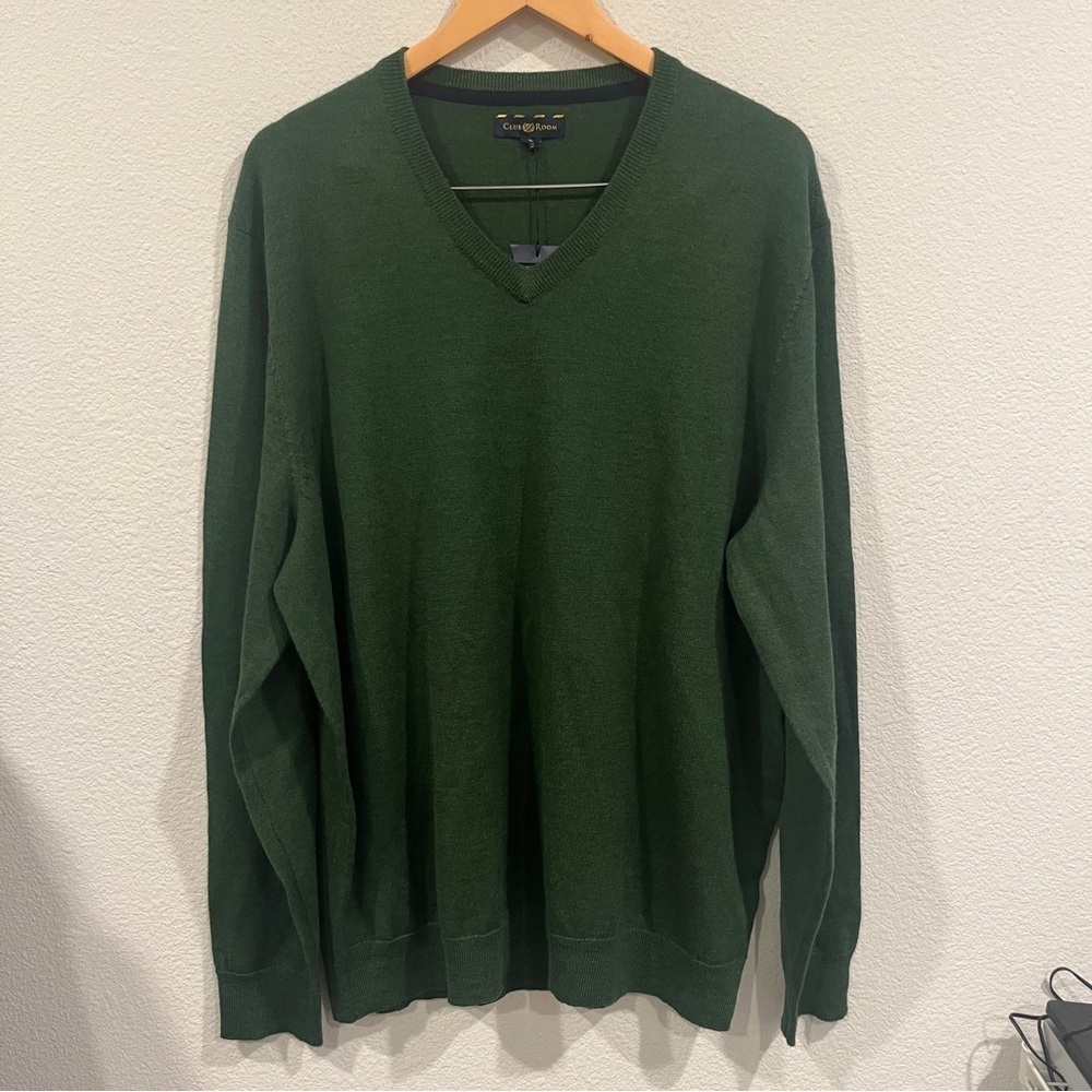 NEW Club Room green merino wool blend neck sweater size X-Large